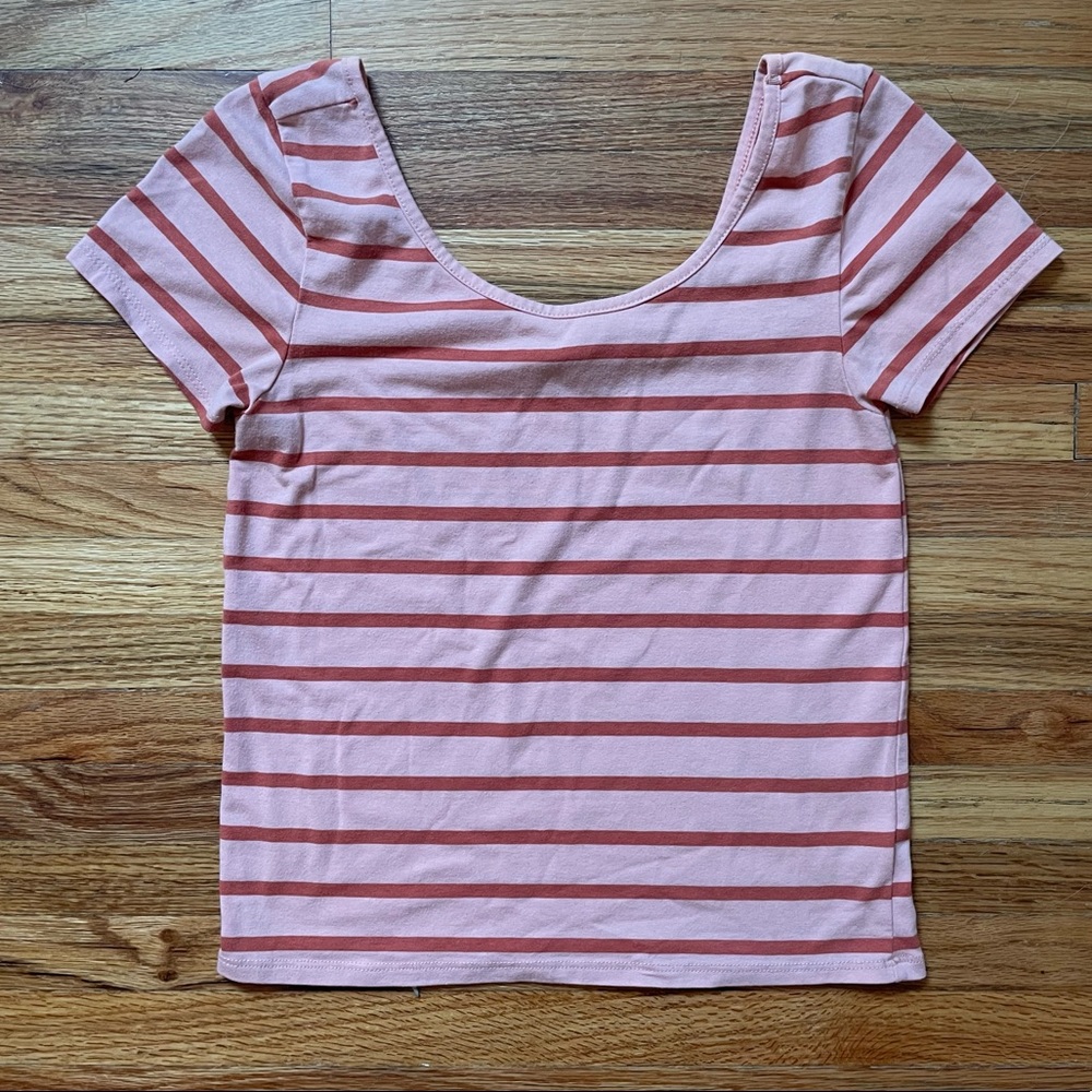 Tucker+Tate Kids Pink and Burnt Orange Short Sleeve Crop Top, Size XL (14/16)